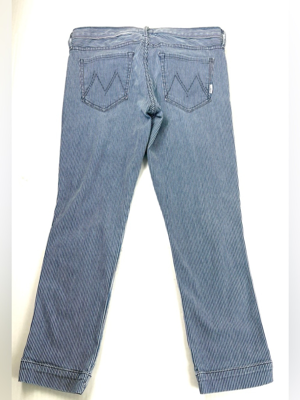 MOTHER Tie Me--Up Rascal Pinstripe Cropped Jeans - Picture 7 of 16